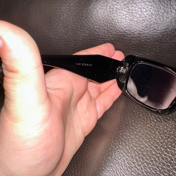 Prada PR 17WS Glossy Black Rectangular Sunglasses - Picture 5 of 6